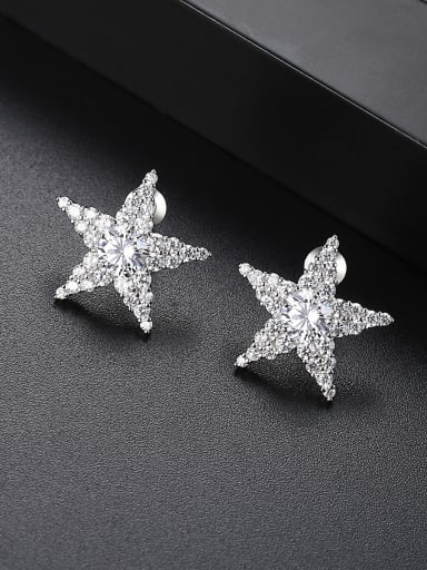 Copper With 3A cubic zirconia Classic Star Stud Earrings