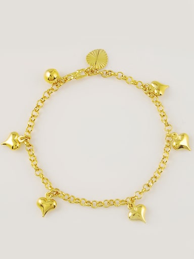 Fashionable 24K Gold Plated Heart Shaped Copper Bracelet