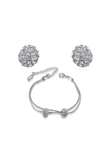 Trendy Platinum Plated Ball Shaped Austria Crystal Two Pieces Jewelry Set