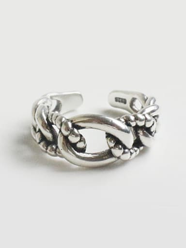 Personalized Twisted Chain Silver Opening Ring