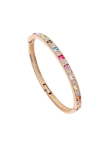 Simple Shiny austrian Crystals Alloy Rose Gold Plated Bangle