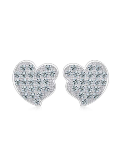 Birthday Gift Heart Stud Earrings with zircons
