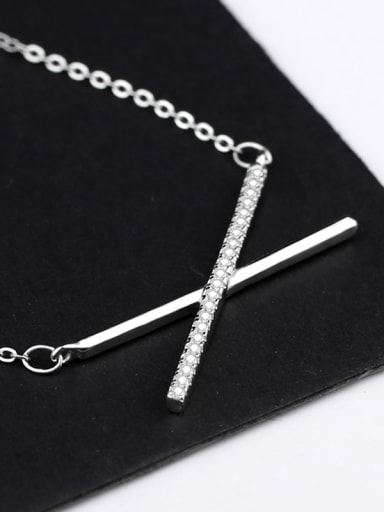 Simple Cross Zircon Silver Necklace