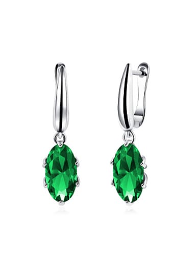 Simple Oval Green Zircon Earrings