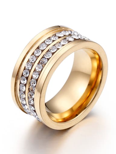 Stainless Steel With Gold Plated Cubic Zirconia Trendy Rings
