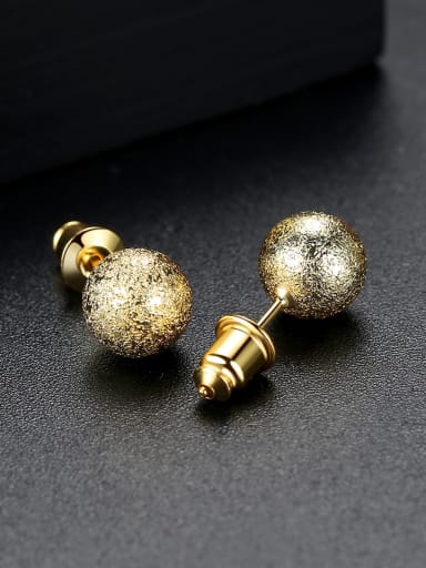 Copper With 18k Gold Plated Simplistic Ball Stud Earrings