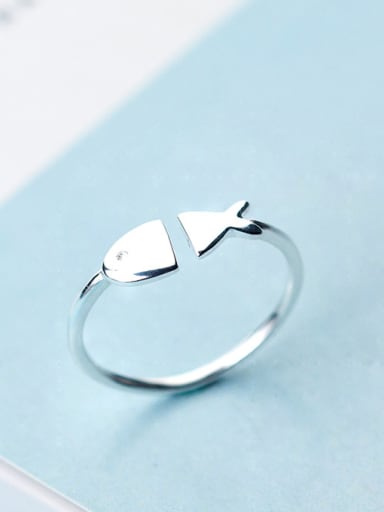 Fashion Open Design Fish Shaped S925 Silver Ring