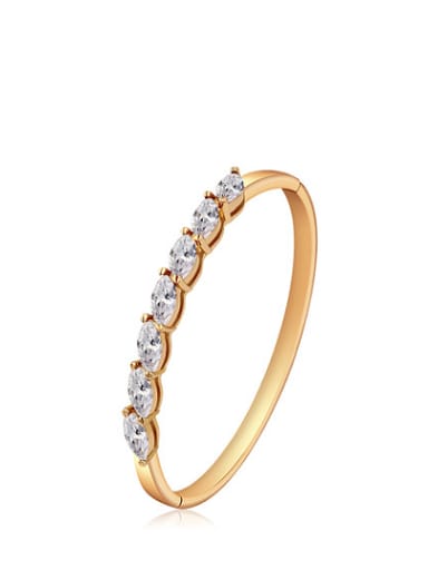 Copper Alloy 18K Gold Plated Fashion Marquise Zircon Bangle
