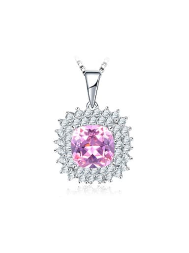 Exquisite Pink Stone 925 Silver Necklace