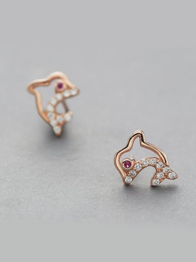 Rose Gold Plated Dolphin Zircon Earrings