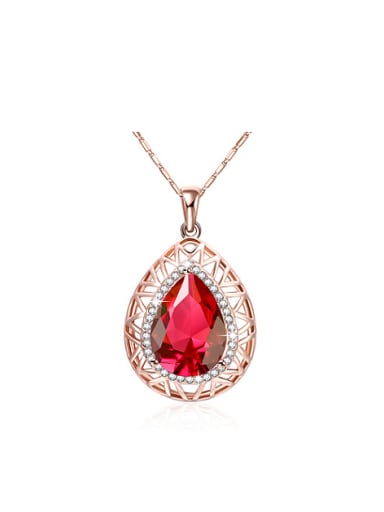 Red Water Drop Shaped Glass Stone Necklace