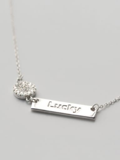 S925 Silver Personality Letter Lucky Zircon Necklace