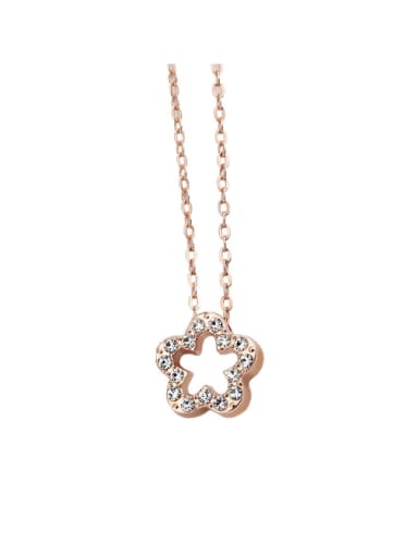 Simple Style Rose Gold Crystal Necklace