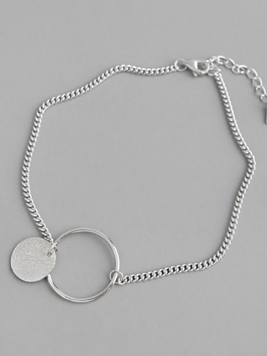 925 Sterling Silver With Glossy Simplistic Round Anklets