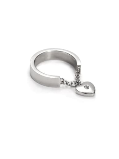 Stainless Steel Steel Color Heart Shape Ring