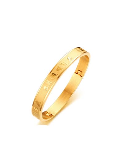 Delicate Gold Plated Geometric Shaped Titanium Scripture Bangle