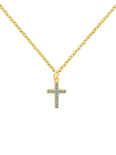 Cross Shaped Simple Small Gold Black Plated Necklace