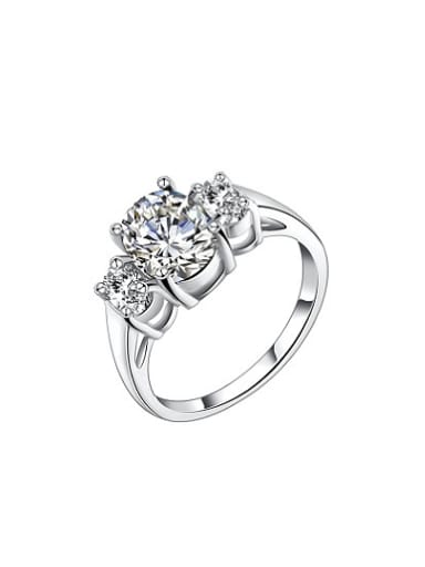 Fashion White Gold Plated Copper Zircon Ring