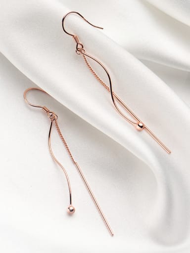 925 Sterling Silver With Rose Gold Plated Trendy Chain Threader Earrings