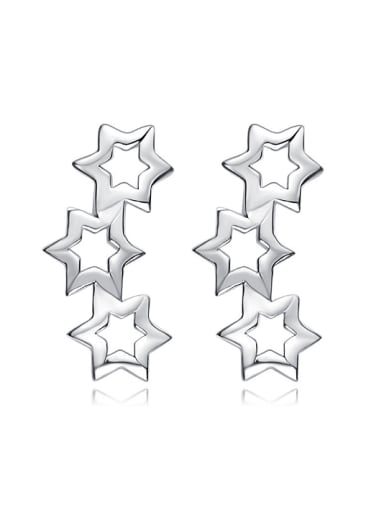 Tiny Hollow Stars 925 Silver Stud Earrings