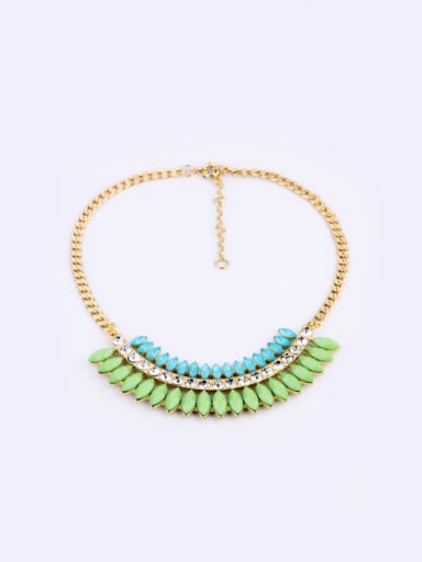Artificial Stones Alloy Sweater Necklace