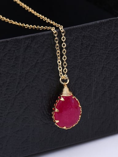 Pink Water Drop Shaped Natural Stone Necklace