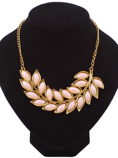 Fashion Marquise Stones-studded Leaves Gold Plated Necklace