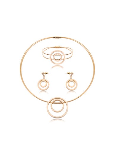 2018 Alloy Imitation-gold Plated Fashion Circles Three Pieces Jewelry Set
