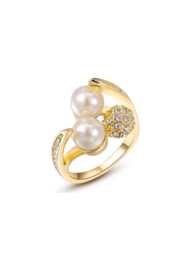 Elegant 18K Gold Plated Artificial Pearl Ring