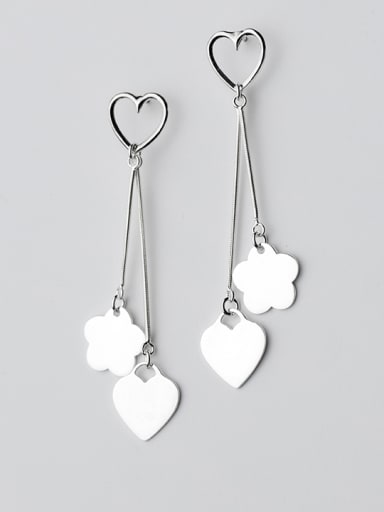 Temperament Heart Shaped S925 Silver Drop Earrings