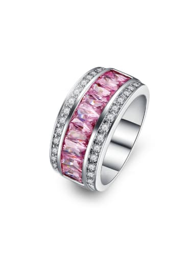 Pink Zircons White Gold Plated Fashion Ring