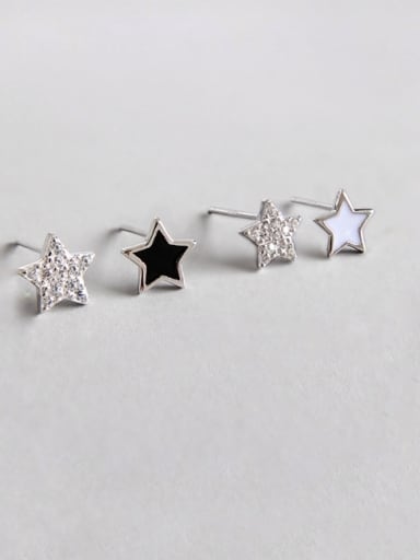 925 Sterling Silver With Platinum Plated Personality Star dissymmetry Stud Earrings