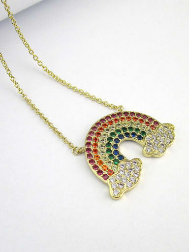 Copper With Gold Plated Cubic Zirconia Cute Rainbow Necklaces