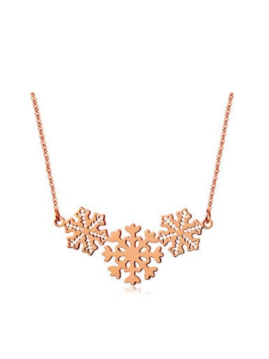 Fashion Snowflakes Rose Gold Plated Copper Necklace