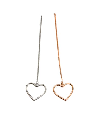 Simple Hollow Heart Silver Line Earrings