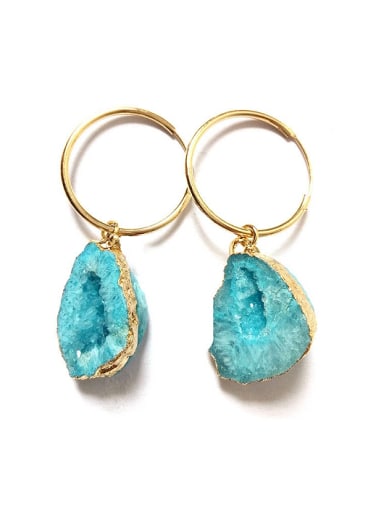 Exaggerated Natural Blue Crystal Agate Stone Earrings