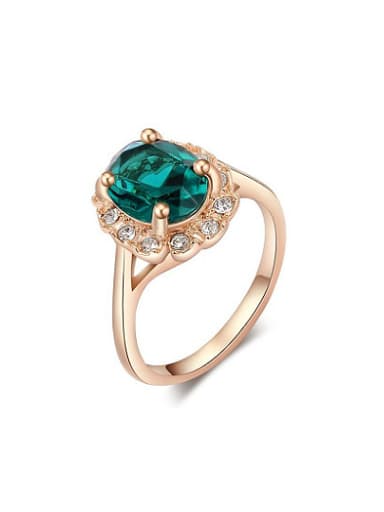 Green Round Shaped Austria Crystal Ring