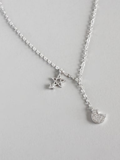 Sterling Silver Star Moon clavicle chain
