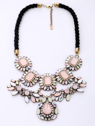 Alloy Flowers-Shaped Woven Rope Sweater Necklace