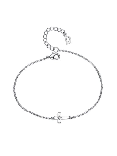 Simple Tiny Cross Platinum Plated Women Bracelet