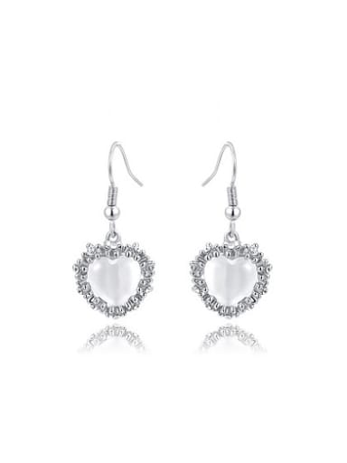 Elegant Heart Shaped Opal Drop Earrings
