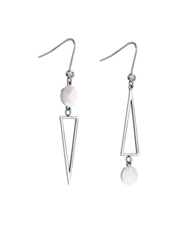 925 Sterling Silver With Shell Simplistic Triangle Drop Earrings