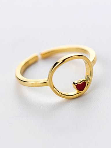 Fashion Gold Plated Red Heart Design S925 Silver Ring