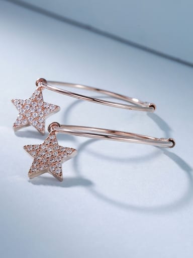 Fashion Zirconias-covered Star Rose Gold Plated 925 Silver Earrings