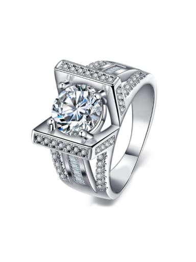 Luxury Noble Platinum Plated Ring with Zircons