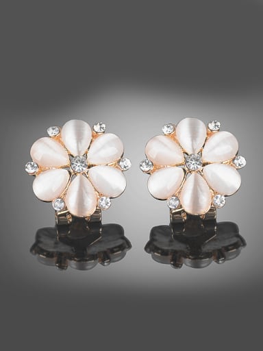 Fashion Opal stones Rhinestones Champagne Gold Stud Earrings