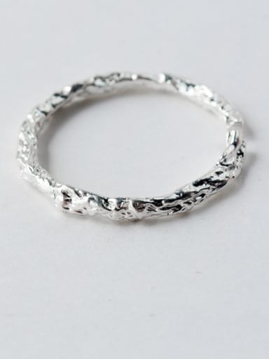 Pure silver retro minimalist style branch free size ring