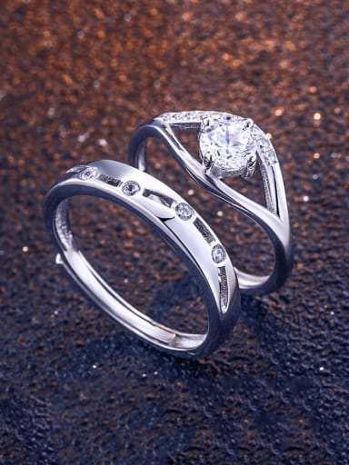 925 Sterling Silver With Cubic Zirconia Simplistic Loves  Band Rings