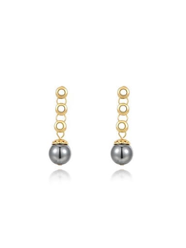 18K Gold Plated Grey Artificial Pearl Drop Earrings