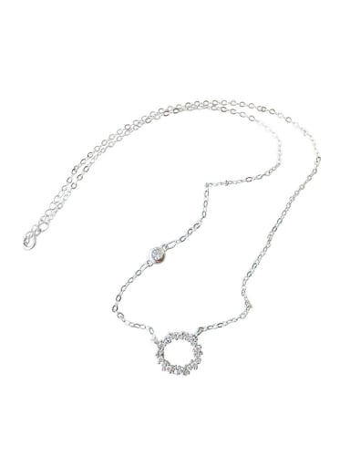 Simple Hollow Round Cubic Tiny Zirconias Silver Necklace